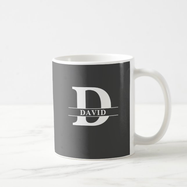 Personalised Initial & Name Grey Satin Mug Laser  (Right)