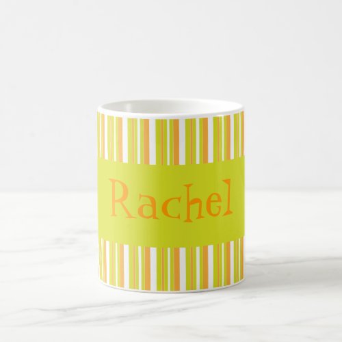 Personalised initial R girls name stripes mug