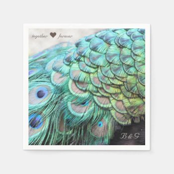 Personalised Initials Peacock Wedding Napkins by EleSil at Zazzle