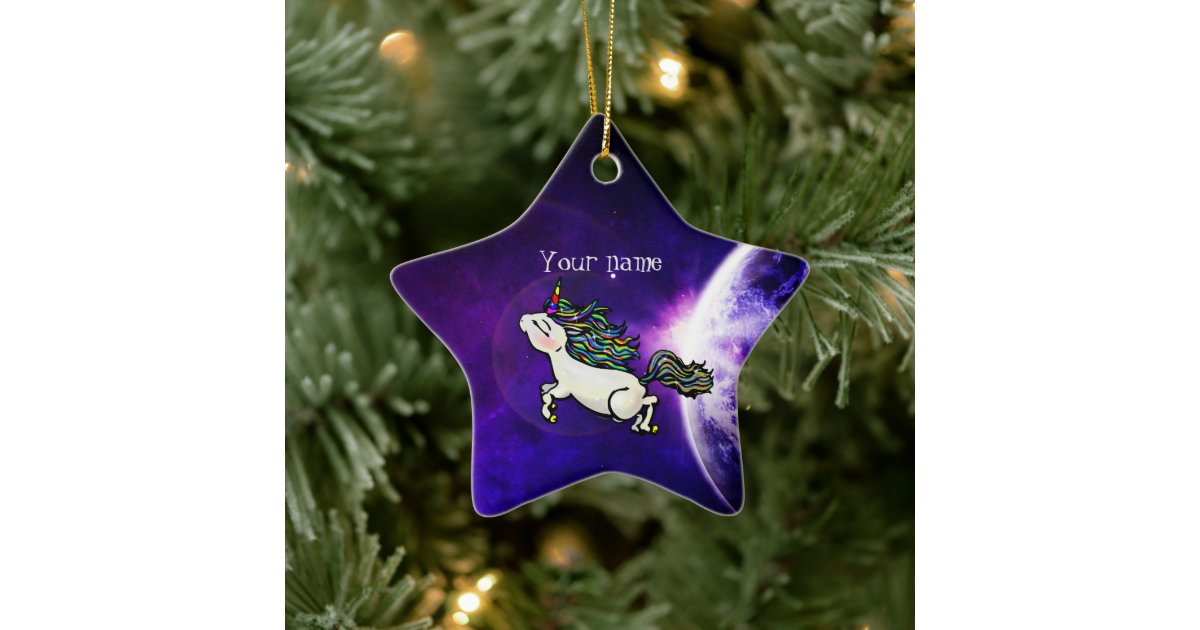 personalised inter galactic space unicorn ceramic ornament zazzle com zazzle