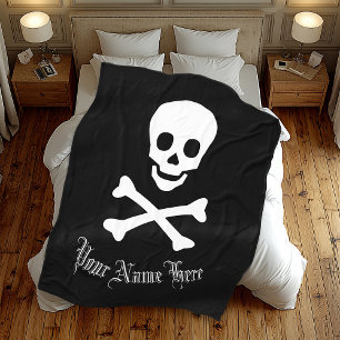 Personalised Jolly Roger Pirate Customisable Skull Fleece Blanket