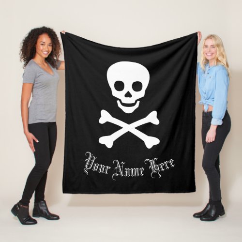 Personalised Jolly Roger Pirate Customisable Skull Fleece Blanket