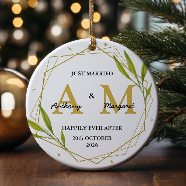 Personalised Just Married Gift Mr & Mrs Wedding Ceramic Ornament (Creator Uploaded)