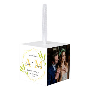 Personalised Just Married Gift Mr & Mrs Wedding Cube Ornament