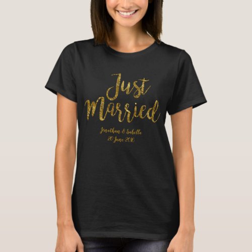 Personalised Just Married Gold Foil Print T_Shirt
