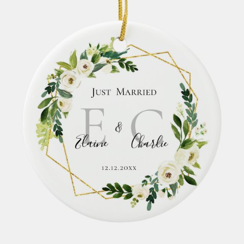 Personalised Just Married Names Mr  Mrs Ceramic Ornament