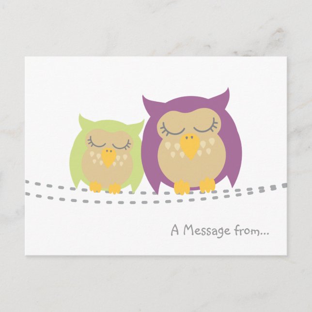 Personalised Kawaii Owl Postcard (Front)