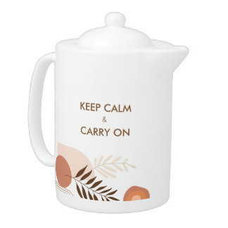 Personalised Keep Calm & Carry On Modern Chic  Teapot