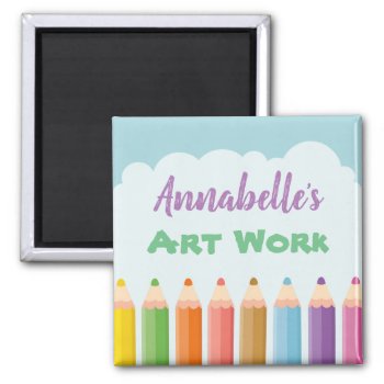 Personalised Kid's Art Pencils Magnet by DippyDoodle at Zazzle
