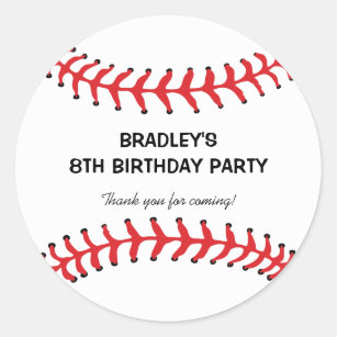 Personalised Kids Baseball Birthday Classic Round Sticker