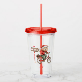 Personalised kids Christmas tumbler with straw