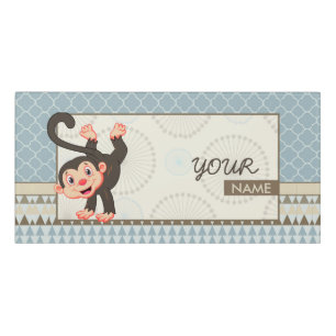 Personalised Kids Door Sign - Cute Monkey