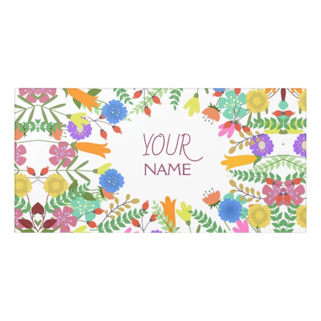 Personalised Kids Door Sign - Floral (Classic Front)