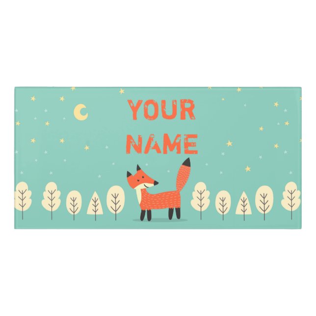 Personalised Kids Door Sign - Fox & Tree (Classic Front)