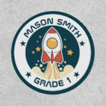 Personalised Kids Space Ship Patch<br><div class="desc">Personalised Kids Space Ship Patch - Blast off on an amazing outer space adventure with this ultra cool and colorful outer space personalised patch,  perfect to be used as a school label. This out of this world design is just perfect for your future little space explorer!</div>