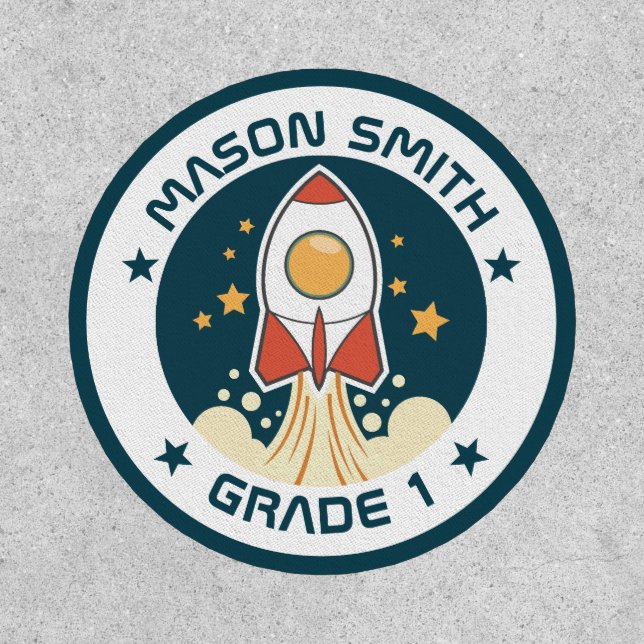 Personalised Kids Space Ship Patch (Front)