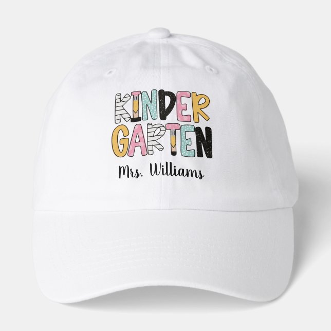 Personalised Kindergarten Teacher Shirt, Kindergar Hat (Front)