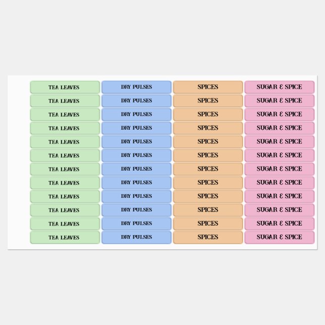 Personalised Kitchen labels for your small jars  (Sheet)