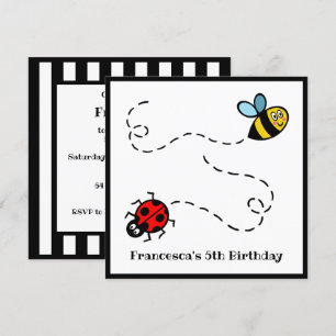 Personalised Ladybird and Bumblebee Invitation