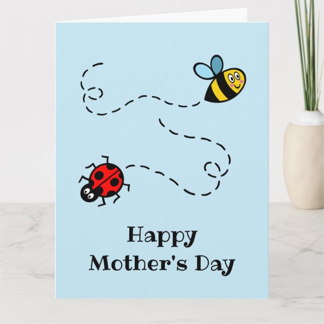 Personalised Ladybird + Bumblebee Mother's Day Card (Front)