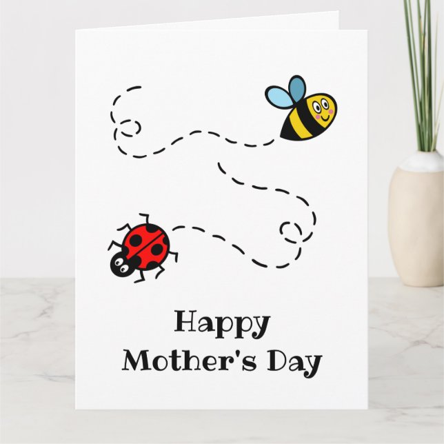 Personalised Ladybird + Bumblebee Mother's Day Card (Front)
