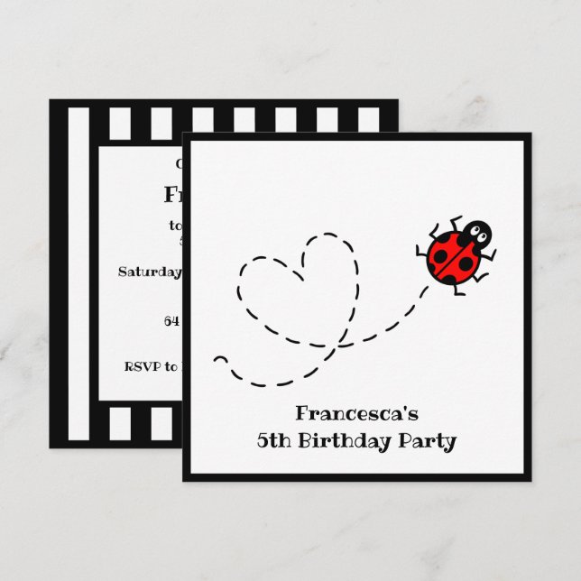 Personalised Ladybird Invitation (Front/Back)
