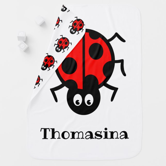 Personalised Ladybird Pattern Baby Blanket (In Situ)