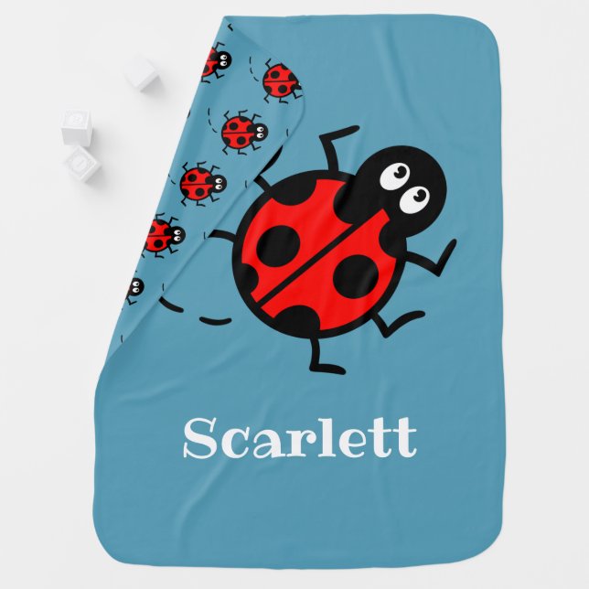 Personalised Ladybird Pattern Baby Blanket (In Situ)
