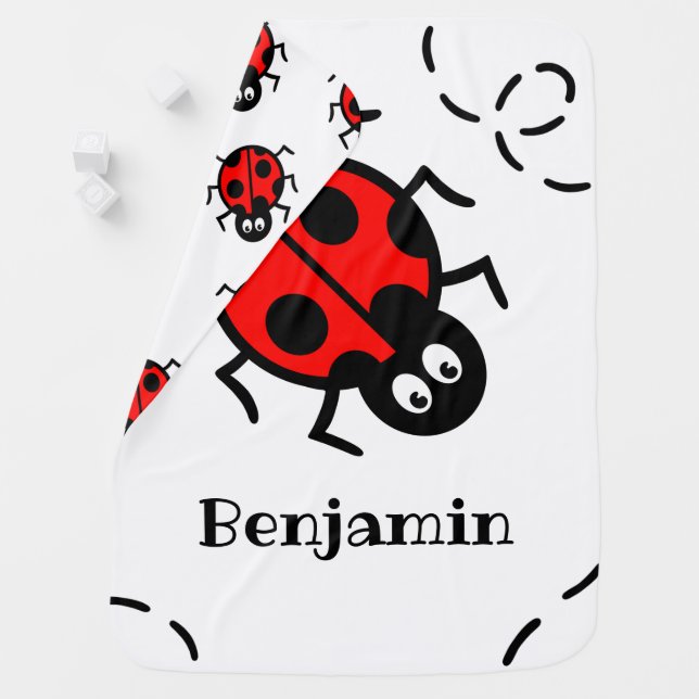 Personalised Ladybird Pattern Baby Blanket (In Situ)