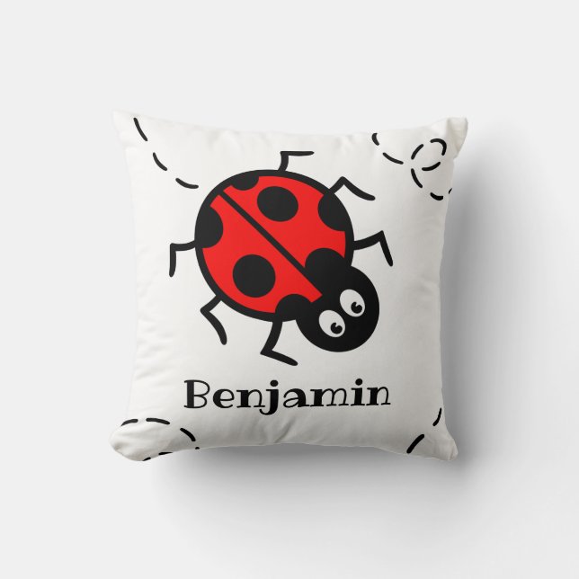 Personalised Ladybird Pattern Cushion (Front)