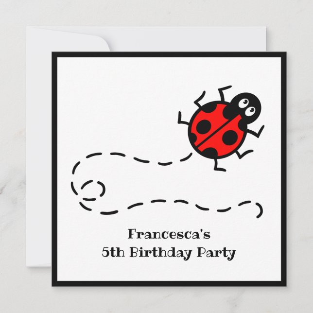 Personalised Ladybird Pattern Invitation (Front)