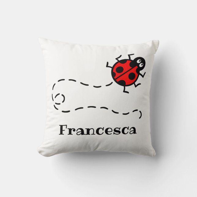 Personalised Ladybird Pattern Throw Pillow (Front)