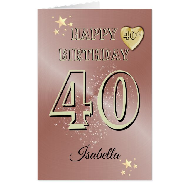 Personalised Large 40th Birthday Card For Her (Front)