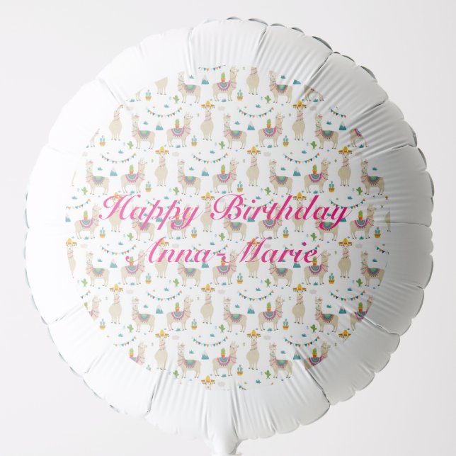 Personalised Large Helium Balloon - Llama's (Front)