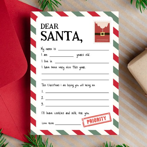 Personalised Letter to Santa Claus Christmas Card