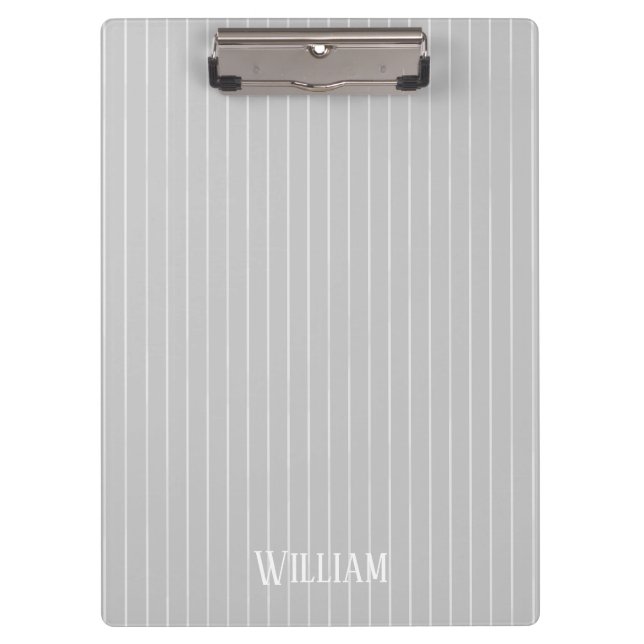 Personalised light grey pinstripes clipboard (Front)