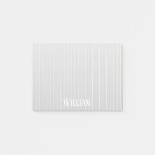 Personalised light grey pinstripes post-it notes