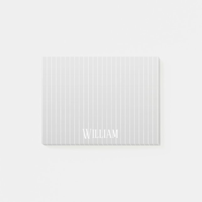 Personalised light grey pinstripes post-it notes (Front)