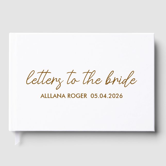 Personalised Linen Cover Letters to the Bride Gues Guest Book (Front)