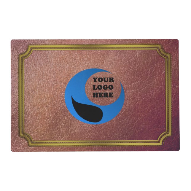 Personalised Logo Reversible Brown Faux Leather Placemat (Front)