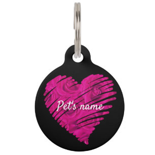 PERSONALISED LOVE HEART ROSES PET TAG