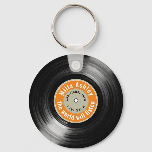 personalised LP vinyl record with name Keychain