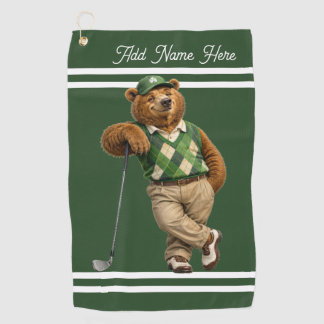 Personalised Lucky Bear Golf Towel