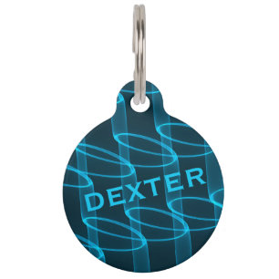 Personalised Luminous Cool Blue Waves Pet ID Tag