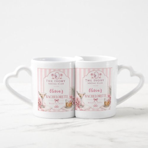 personalised Lux Pink Bachelorette Party bridal Coffee Mug Set