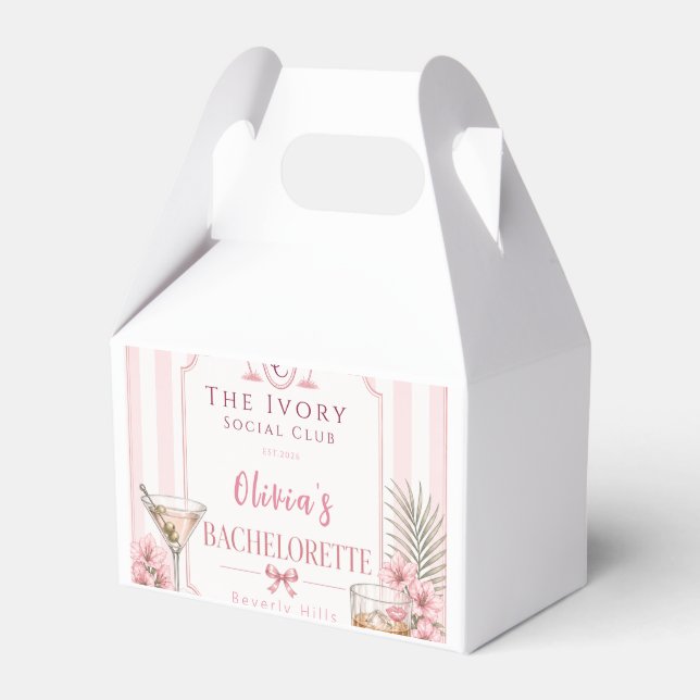 personalised Lux Pink Bachelorette Party bridal Favor Boxes (Front Side)