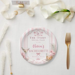personalised Lux Pink Bachelorette Party bridal Paper Plates