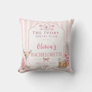 personalised Lux Pink Bachelorette Party bridal Throw Pillow