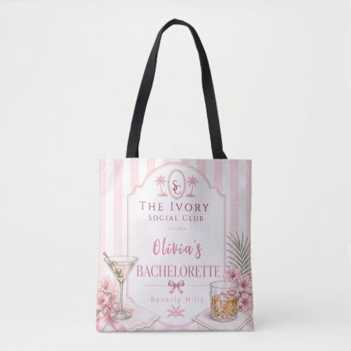 personalised Lux Pink Bachelorette Party bridal Tote Bag