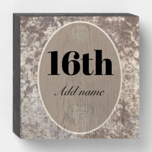 Personalised luxury velvet birthday wall art 16th wooden box sign